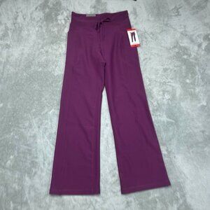 Womens Purple Drawstring Waist Ribbed Flared Pants Medium d0201